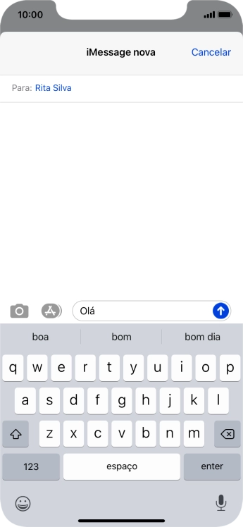 Prima o ícone para enviar.