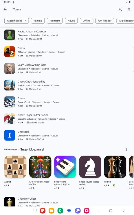 Prima a app pretendida.