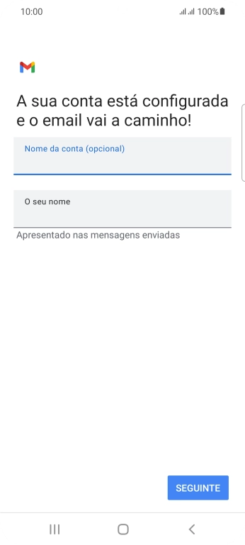 Prima O seu nome e introduza o nome do remetente pretendido.