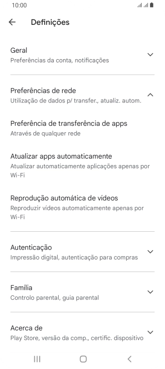 Prima Atualizar apps automaticamente.