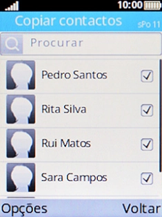 Prima a tecla de seleção esquerda.