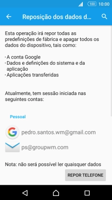 Prima REPOR TELEFONE.