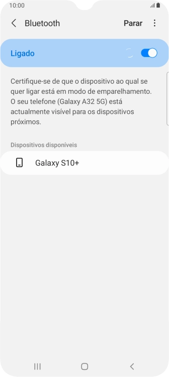 Prima o dispositivo Bluetooth pretendido e siga as indicações no ecrã para emparelhar o dispositivo pretendido com o telefone.