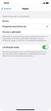 Prima a definição pretendida para ativar ou desativar a função.