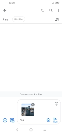 Prima o ícone para enviar quando terminar de escrever a sua mensagem multimédia.
