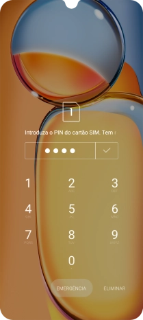 Se o cartão SIM estiver bloqueado, deve introduzir o seu código PIN e premir o ícone para aceitar.