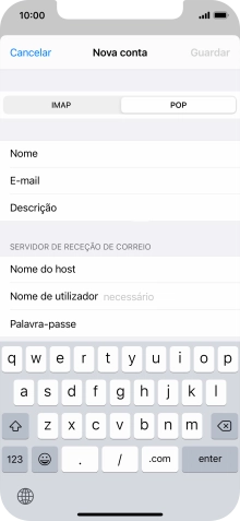 Prima Nome de utilizador e introduza o nome de utilizador da sua conta de e-mail.