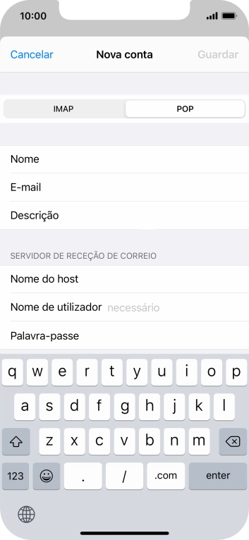 Prima Nome de utilizador e introduza o nome de utilizador da sua conta de e-mail.