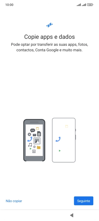 É possível transferir conteúdo de outro telefone quando o telefone for ativado antes da primeira utilização e quando o telefone tiver sido reiniciado. Quando esta imagem for mostrada no ecrã, o telefone está pronto para transferir conteúdo de outro telefone.