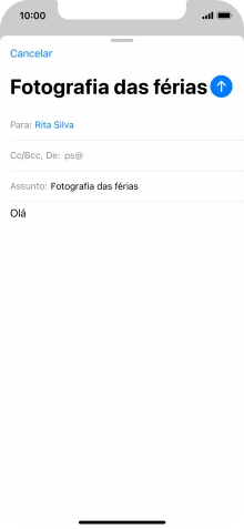 Mantenha premido o campo de escrita até aparecer um menu no ecrã.