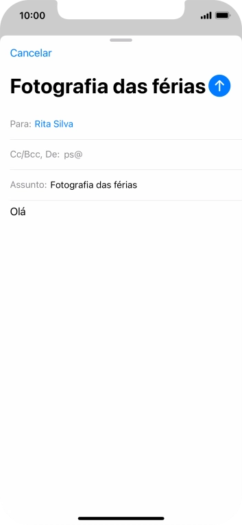 Mantenha premido o campo de escrita até aparecer um menu no ecrã.