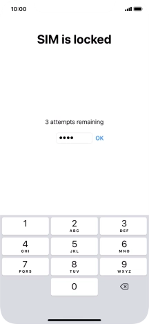 Se o cartão SIM estiver bloqueado, deve introduzir o código PIN e premir OK.
