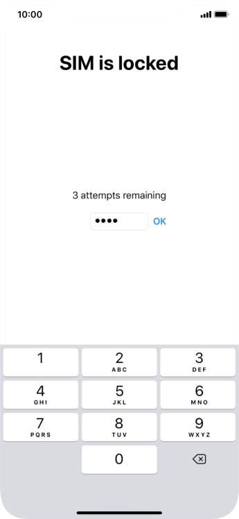 Se o cartão SIM estiver bloqueado, deve introduzir o código PIN e premir OK.