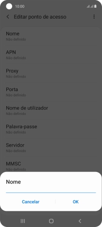 Introduza Vodafone Internet e prima OK.