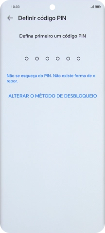 Prima ALTERAR O MÉTODO DE DESBLOQUEIO.