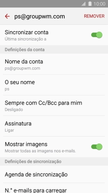 Prima Sincronizar conta para ativar a função.