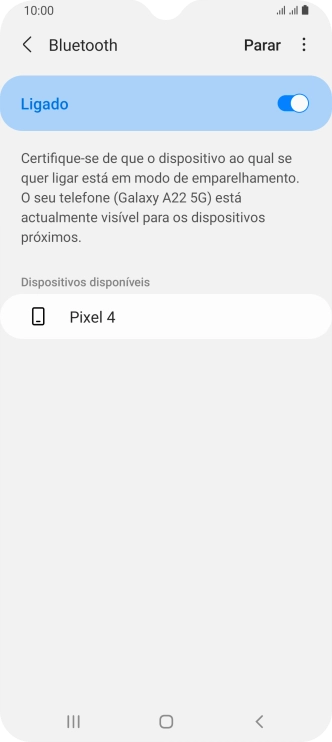 Prima o dispositivo Bluetooth pretendido e siga as indicações no ecrã para emparelhar o dispositivo pretendido com o telefone.