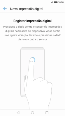 Siga as indicações no ecrã para definir a impressão digital como código de bloqueio.