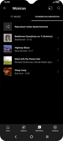 Prima o ficheiro de música pretendido.