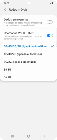 Prima o tipo de rede pretendido.