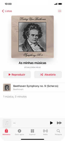 Vá até à categoria ou lista de reprodução pretendida e prima o ficheiro de música pretendido.
