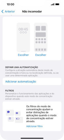 Prima Adicionar automatização e siga as indicações no ecrã para escolher as definições para ativação automática da função 