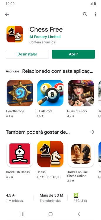 Prima a tecla de início para terminar e voltar ao ecrã inicial.