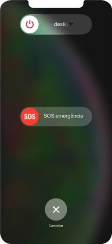 Prima o ícone para desligar e arraste-o para a direita.