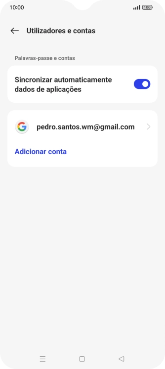 Prima Adicionar conta.