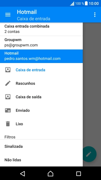 Prima a conta de e-mail pretendida.