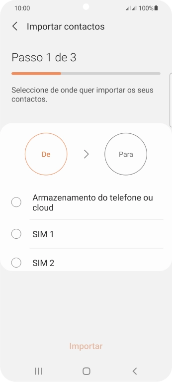 Prima o cartão SIM pretendido.