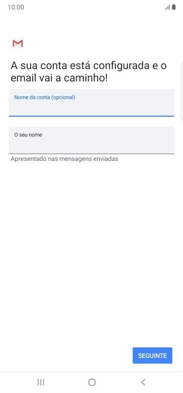 Prima O seu nome e introduza o nome do remetente pretendido.