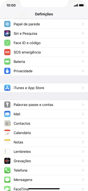 Prima Face ID e código.