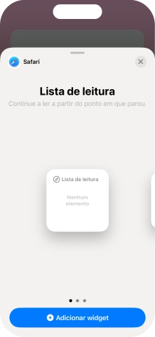 Para escolher a dimensão pretendida para o widget, deslize o dedo para a direita ou para a esquerda sobre o ecrã.