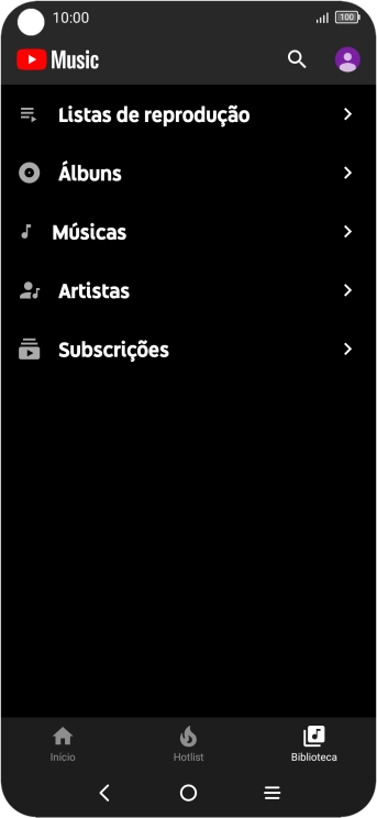 Prima a categoria pretendida e dirija-se ao ficheiro de música pretendido.