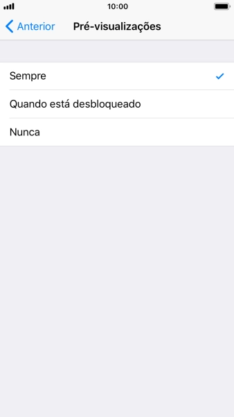 Para escolher a pré-visualização de notificações no ecrã bloqueado, prima Sempre.