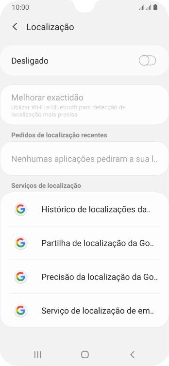 Prima o indicador para ativar ou desativar a função.
