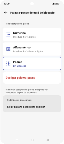 Prima Desligar palavra-passe.