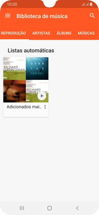 Prima a categoria pretendida e dirija-se ao ficheiro de música pretendido.