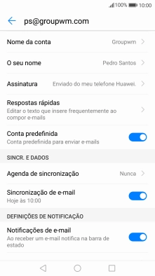 Prima Nome da conta e introduza o nome pretendido da conta de e-mail.
