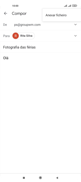 Prima Anexar ficheiro e vá até à pasta pretendida.