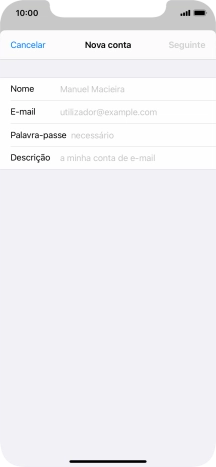 Prima Nome e introduza o nome do remetente pretendido.