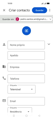 Prima Nome próprio e introduza o nome pretendido.