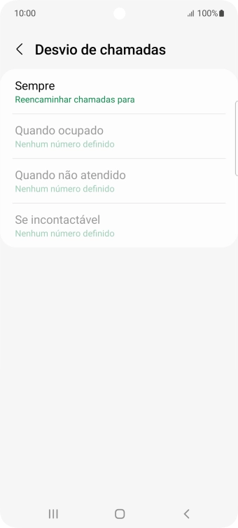 Prima o tipo de desvio pretendido.