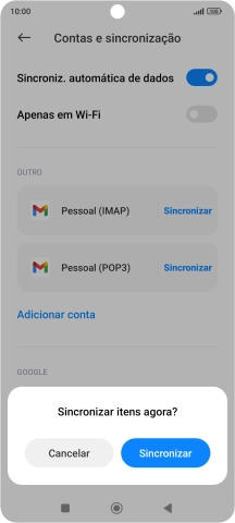 Se ativar a função, prima Sincronizar.