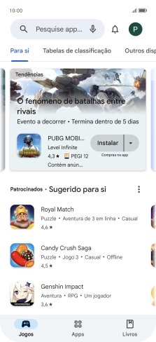 Prima a caixa de pesquisa.
