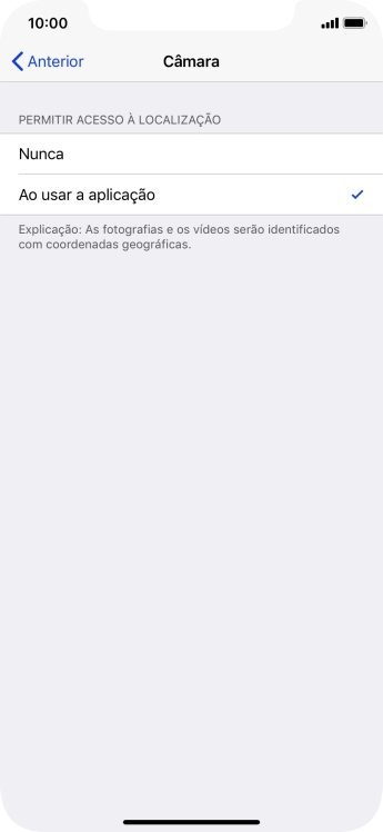 Prima a definição pretendida para ativar ou desativar a função.