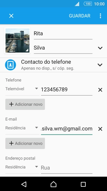 Prima a lista suspensa junto do endereço de e-mail.