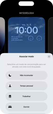 Prima o modo de concentração pretendido.