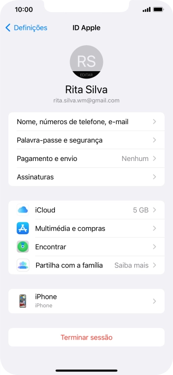 Para voltar ao ecrã inicial, deslize o dedo de baixo para cima a partir da base do ecrã.